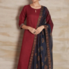 Maroon Cotton Handloom Suit Set