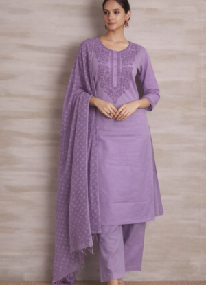 Lilac Embroidered Kurta Set