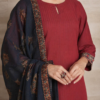 Maroon Cotton Handloom Suit Set