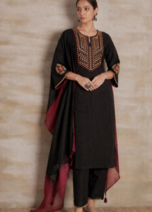 Black Mosaic Embroidered Set