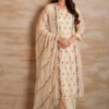 Cream Floral Silk Set
