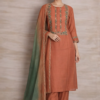 Rust Green Embroidered Cotton Suit Set