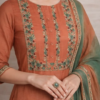 Rust Green Embroidered Cotton Suit Set