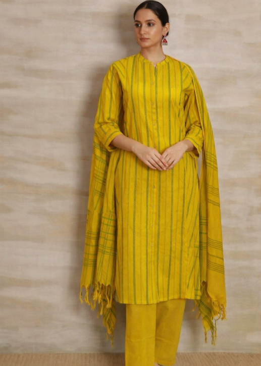Sunlit Mustard Cotton Suit Set