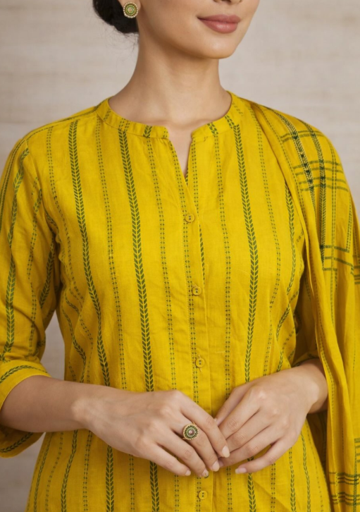 Sunlit Mustard Cotton Suit Set