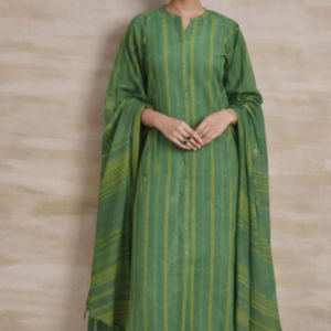 Emerald Stripe Cotton Kurta Set