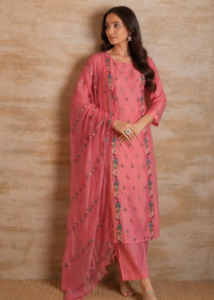 Rose Pink Cotton Handloom Suit Set