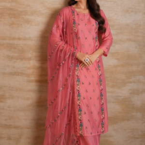 Rose Pink Cotton Handloom Suit Set