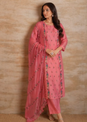 Rose Pink Cotton Handloom Suit Set